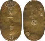 COINS, 钱币, JAPAN, 日本, Tempo Era: Oval Gold Koban Kin (1837-58), two Kiri crest and two rectangular s