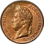 FRENCH COLONIES. 5 Centimes, 1839-A. Paris Mint. Louis Philippe. PCGS MS-66 Red Brown.
