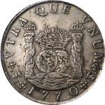 BOLIVIA. 8 Reales, 1770-PTS JR. Potosi Mint. Charles III (1759-88). PCGS Genuine--Damage, EF Details