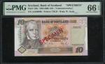 1995年苏格兰银行10镑样票，300週年纪念钞，编号AA000000，PMG 66EPQ