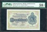 FALKLAND ISLANDS. British Administration. 1 Pound, 1977. P-8c. PMG Choice About Uncirculated 58 EPQ.