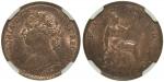 Great Britain,bronze 1/4P, 1886, Victoria,NGC holder MS62RB.