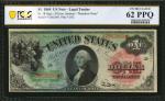 Fr. 18. 1869 $1 Legal Tender Note. PCGS Banknote Uncirculated 62 PPQ.
