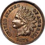 1871 Indian Cent. Bold N. MS-63 RB (PCGS).