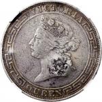 1866年香港1元，NGC VF Details，有戳记