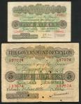 Government of Ceylon, 5 rupees, 1 June 1926, serial number C/20 37074, black on green and orange und