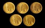 Lot of (5) 1907 Indian Eagles. No Periods. AU (Uncertified).