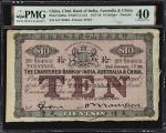 1928年印度新金山中国汇理银行拾圆。CHINA--FOREIGN BANKS. Chartered Bank of India, Australia & China. 10 Dollars, 192