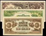 NETHERLANDS INDIES. Japanese Government. 1, 5 & 10 Gulden, ND (1942). P-123a, 124a & 125a.