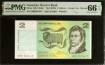 AUSTRALIA. Reserve Bank of Australia. 2 Dollars, ND (1976). P-43b2. PMG Gem Uncirculated 66 EPQ.