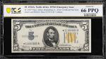 Fr. 2307*. 1934A $5 North Africa Emergency Star Note. PCGS Banknote Gem Uncirculated 66 PPQ.