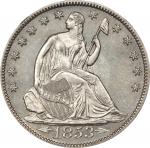 1853-O Liberty Seated Half Dollar. Arrows and Rays. WB-18. Rarity-3. Doubled Die Reverse. MS-64 (NGC