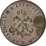 1738-R Sou Marque. Orleans Mint. Vlack-174. Rarity-5. AU-55 (PCGS).