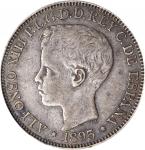 PUERTO RICO. Peso, 1895-PG V. Madrid Mint. Alfonso XIII. PCGS EF-40 Gold Shield.