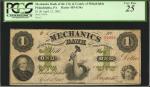 Philadelphia, Pennsylvania. Mechanics Bank of the City & County of Philadelphia. April 15, 1862. $1.