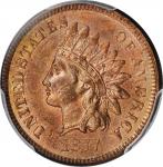 1877 Indian Cent. Snow-2. MS-64 RB (PCGS).