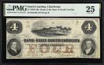 Charleston, South Carolina. Bank of the State of South Carolina. 1850s-60s  $4. PMG Very Fine 25.