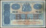 British Linen Bank, ｣20, 18 July 1949, prefix P/4, blue and pale red, bank initials in pale red unde