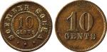 COINS. PLANTATION TOKENS. Soember-Soeka: Copper 10-Cents, 11mm, coin die axis  (LaWe 350 RRR). Very 