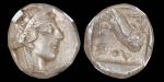 公元前449-前404年古希腊雅典城邦女神雅典娜与猫头鹰4德拉克马银币 众诚详评 AU 6621111400001
