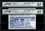 Singapore, $1, 1987, Sign. G.K.Swee, Replacement (KNB23d;P-18a*) S/no. Z/2 090798-799, PMG 67EPQ (2p