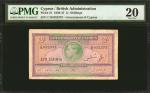 CYPRUS. Government of Cyprus. 2 Shillings, 1947. P-21. PMG Very Fine 20.