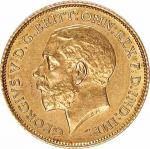 1915英国乔治五世背屠龙1/2 金币，S暗记 
