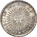 ARGENTINA. 8 Reales, 1828-RA P. La Rioja Mint. PCGS MS-64 Gold Shield.