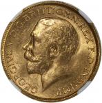 1918I印度1索维林金币，乔治五世，孟买造币厂，NGC MS64。