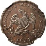 1837 Half Cent. HT-73, Low-49. Rarity-2. Copper. 23.5 mm. AU-58 BN (NGC).