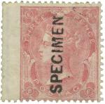 Postage Stamps. Great Britain : 1861 ‘Shaded Spandrels’ 3d (Threepence), rose, wing margin, overprin