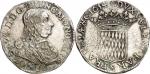 MONACOHonoré II (1604-1662). Écu 1654, Monaco. Av. HONORATVS II D G. PRINC. MONŒCI. Buste drapé et c