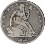 1842-O Liberty Seated Half Dollar. WB-2. Rarity-5. Small Date, Small Letters (a.k.a. Reverse of 1839