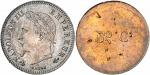 Napoléon III (1852-1870). 20 centimes en bronze-argenté 1864, paire d’essais unifaces, tranche lisse