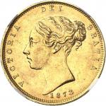 GRANDE-BRETAGNEVictoria (1837-1901). Demi-souverain, coin #387 1873, Londres.