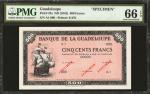 GUADELOUPE. Banque de la Guadeloupe. 500 Francs, ND (1942). P-25s. Specimen. PMG Gem Uncirculated 66