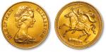 马恩岛1973年伊丽莎白二世像1英镑金币，打制规范清晰，金色纯正，镜面底板，人像生动，工艺精美，完全未使用品