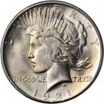 1921 Peace Silver Dollar. High Relief. MS-64 (PCGS). CAC.