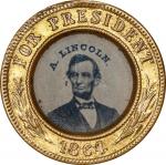 1864 Abraham Lincoln Campaign Ferrotype. DeWitt-AL 1864-96, Cunningham 4-170B, King-153. Gilt Brass 