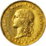 COLOMBIA. 1863 20 Pesos. Popayán mint. Restrepo M339.1. AU-53 (PCGS).