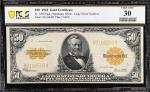 Fr. 1200. 1922 $50 Gold Certificate. PCGS Banknote Very Fine 30.
