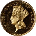 1883 Three-Dollar Gold Piece. JD-1, the only known dies. Rarity-5. Proof-66 Deep Cameo (PCGS). CAC.