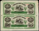 Chicago, Illinois. Traders Bank. ND (18xx). Uncut Pair $5-$5. Extremely Fine.