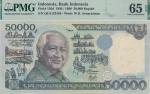 Indonesia; "Bank Indonesia", 1995 / 1998, 50000 Rupiah, P.#136d, ascending ladder sn. QFA123456, UNC