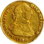 COLOMBIA. 1780-SF 2 Escudos. Popayán mint. Carlos III (1759-1788). Restrepo 62.18. EF Detail — Clean