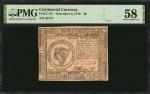 CC-53. Continental Currency. November 2, 1776. $8. PMG Choice About Uncirculated 58.