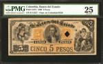 COLOMBIA. Banco del Estado - Overprint on Banco de Cauca. 5 Pesos. 1900. P-S472. PMG Very Fine 25.
