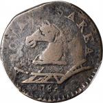 1788 New Jersey Copper. Maris 50-f, W-5475. Rarity-3. Horses Head Left. VG Details--Environmental Da