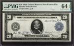Fr. 1000. 1914 $20 Federal Reserve Note. Kansas City. PMG Choice Uncirculated 64 EPQ.
