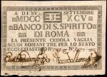 ITALY. Banco De S. Spirito di Roma. 3 Scudi, 1795. P-S377. Very Fine.